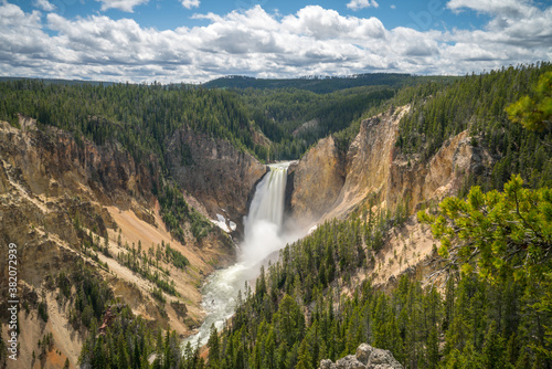 lower falls of the yellowstone national park, wyoming, usa
