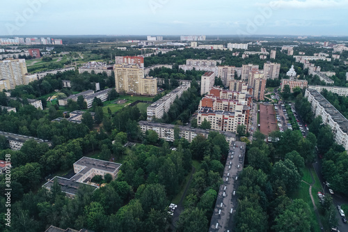 Aerial Townscape of Saint Petersburg City. Kalininsky District