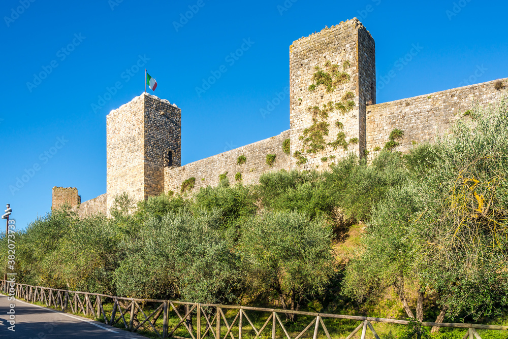 View of the walls of the medieval town of Monteriggioni - Italy