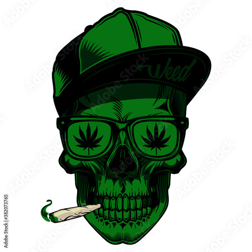 Skull illustration - Smoking Weed Vector