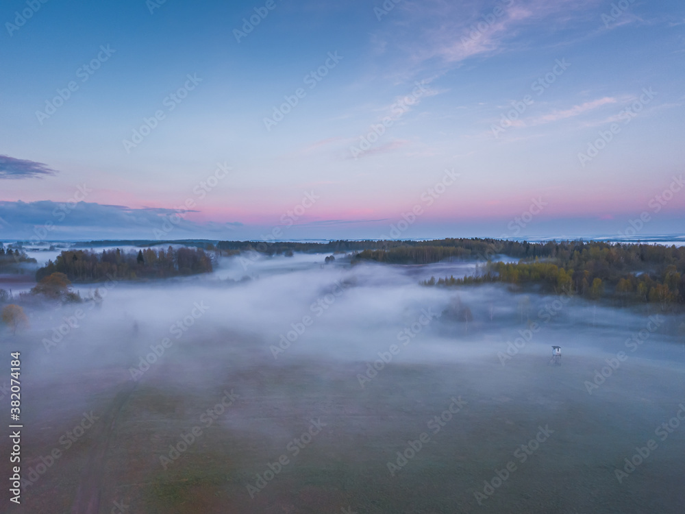 Fog and mist covering the fields in Lithuania Fog and mist covering the fields in Lithuania