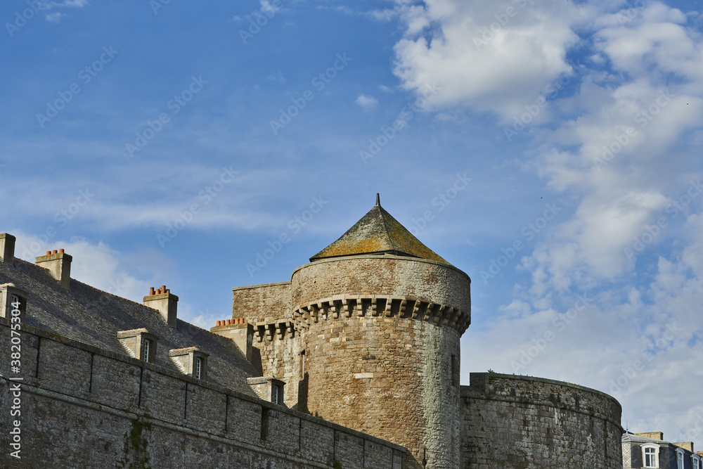 rampart and castle in Saint Malo, Brittany, France.