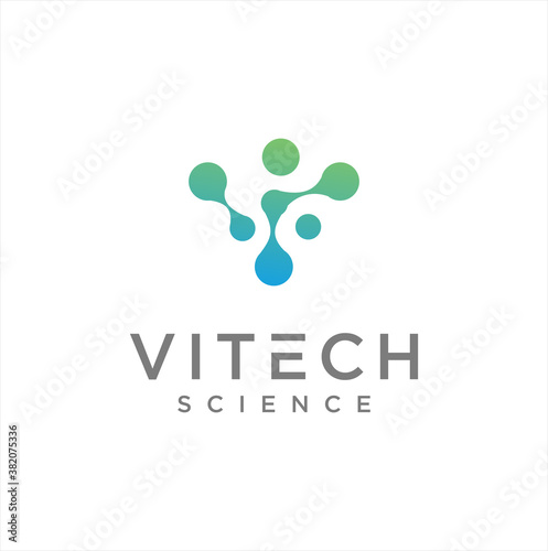 Letter V Molecule Logo Vector Stock. Alphabet V Logo Molecular connection. science innovation logotype. Initial V Logo Neurons networking medical icon. Scientific laboratory, nano technology