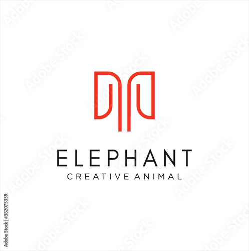Minimalist Elephant Logo Line Design Abstract Stock Vector. Letter M Elephant Logo Design Icon