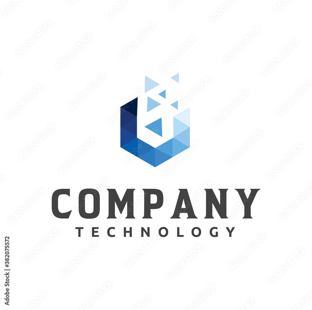 Polygonal Hexagon Tech Logo Design Vector Stock. Digital box Logo Design Template. Cube Logo Pixel Geometric Design shattered Polygonal Hexagon Tech Logo Design Vector Stock. Digital box Logo Design Template. Cube Logo Pixel Geometric Design shattered