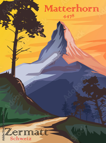 Matterhorn, Swiss Alps. Landscape of Alps with Matterhorn