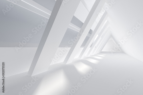 Abstract Architecture Background. 3d Illustration of White Building. Modern Geometric Wallpaper. Futuristic Technology Design