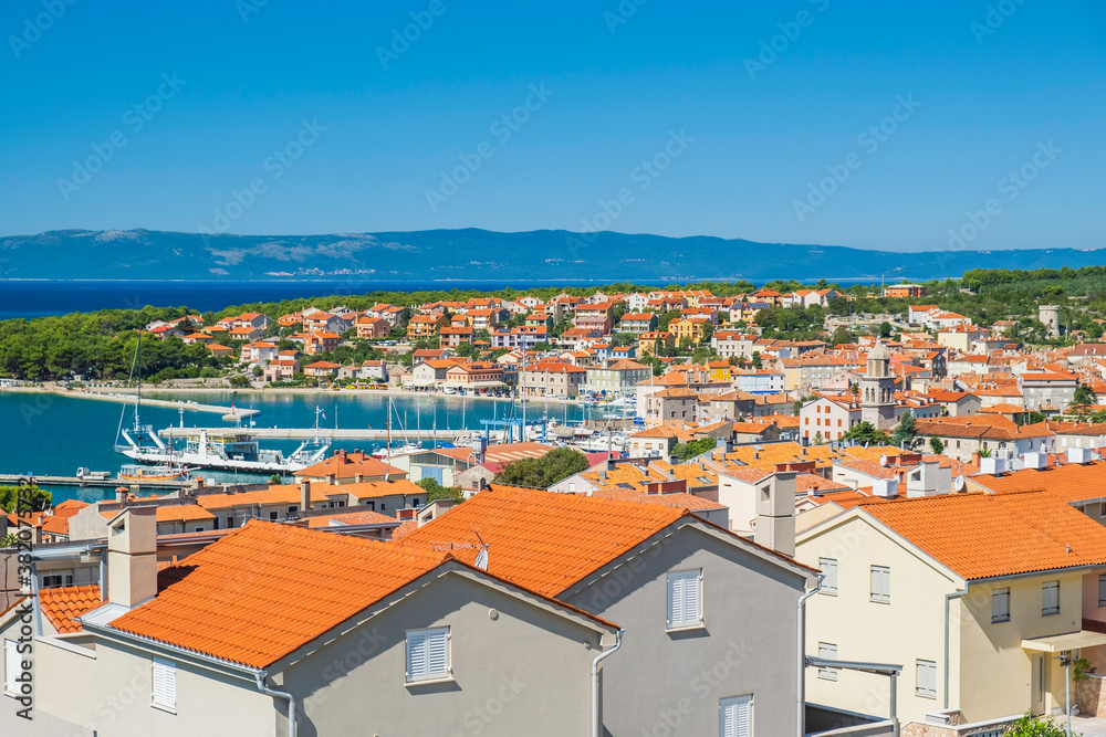 Panoramic view of town of Cres on the island of Cres in Croatia