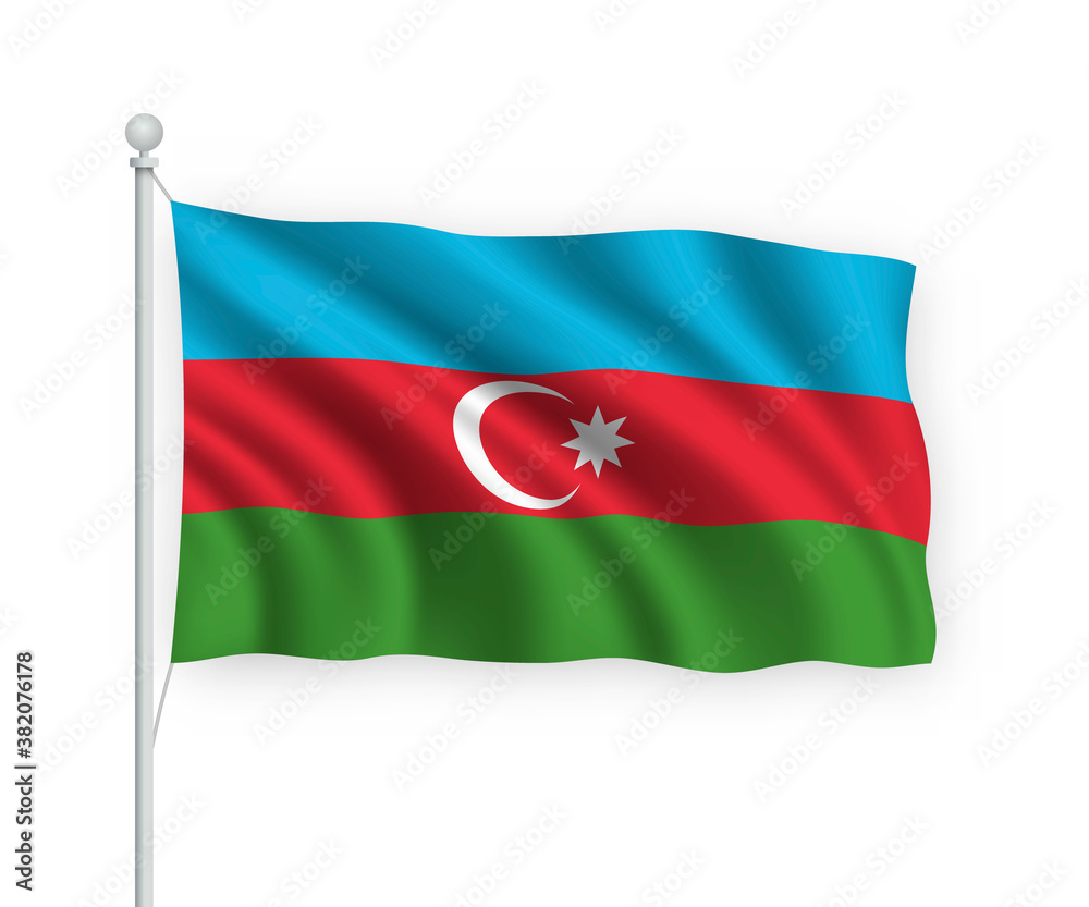Fototapeta premium 3d waving flag Azerbaijan Isolated on white background.