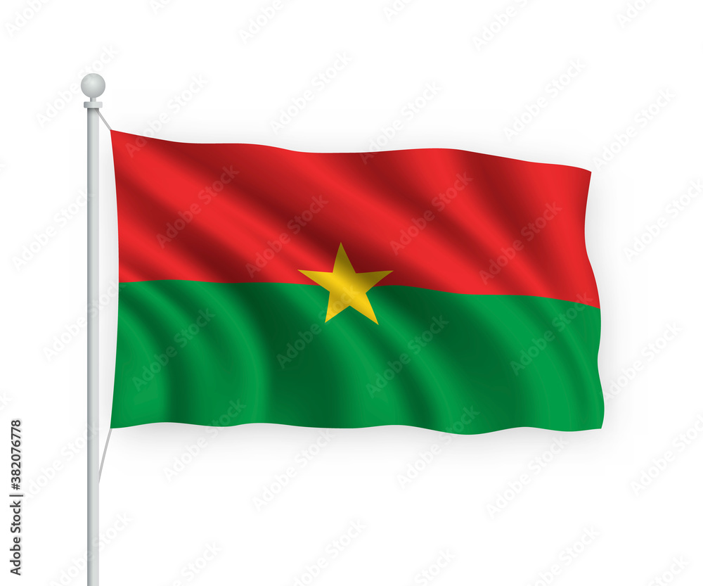 3d waving flag Burkina Faso Isolated on white background. 3d waving flag Burkina Faso Isolated on white background.
