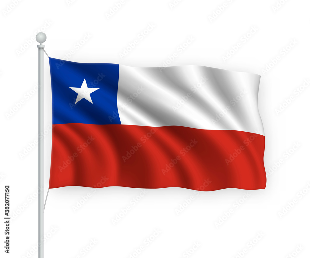 3d waving flag Chile Isolated on white background. 3d waving flag Chile Isolated on white background.