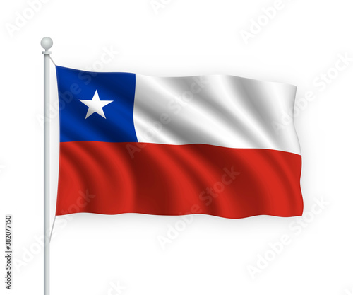 3d waving flag Chile Isolated on white background.