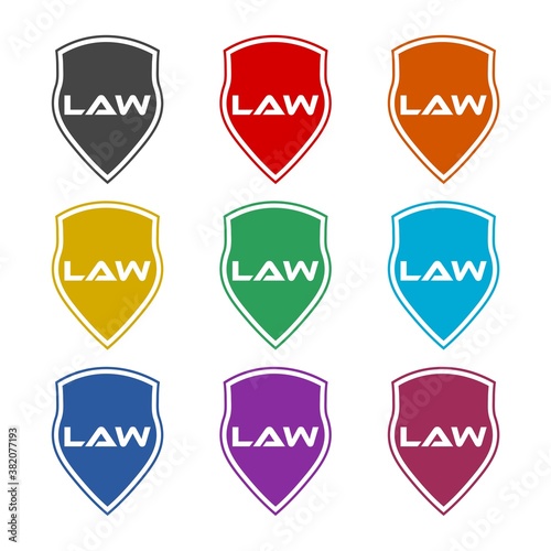 Law shield logo design, color set