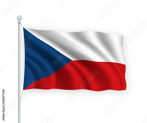 3d waving flag Czech Republic Isolated on white background.