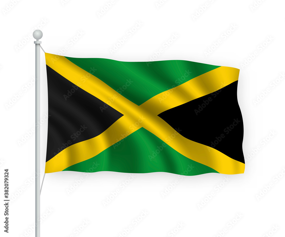 3d waving flag Jamaica Isolated on white background. 3d waving flag Jamaica Isolated on white background.