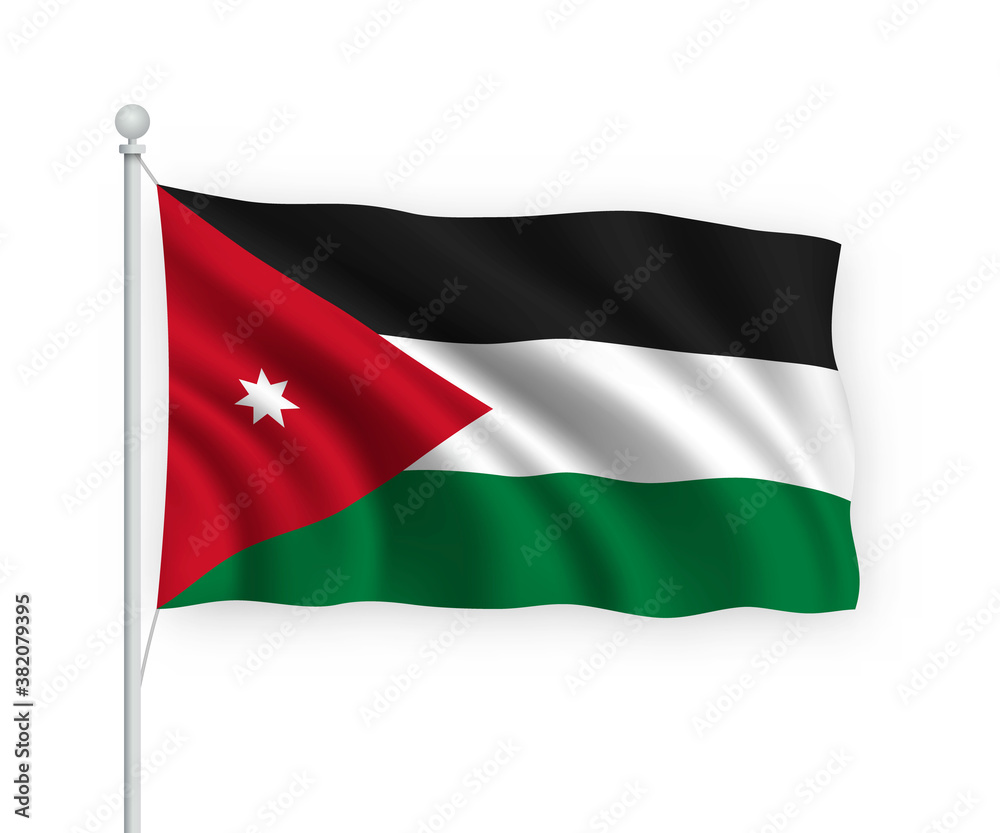 3d waving flag Jordan Isolated on white background. 3d waving flag Jordan Isolated on white background.