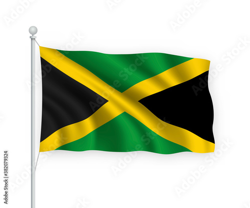 3d waving flag Jamaica Isolated on white background.