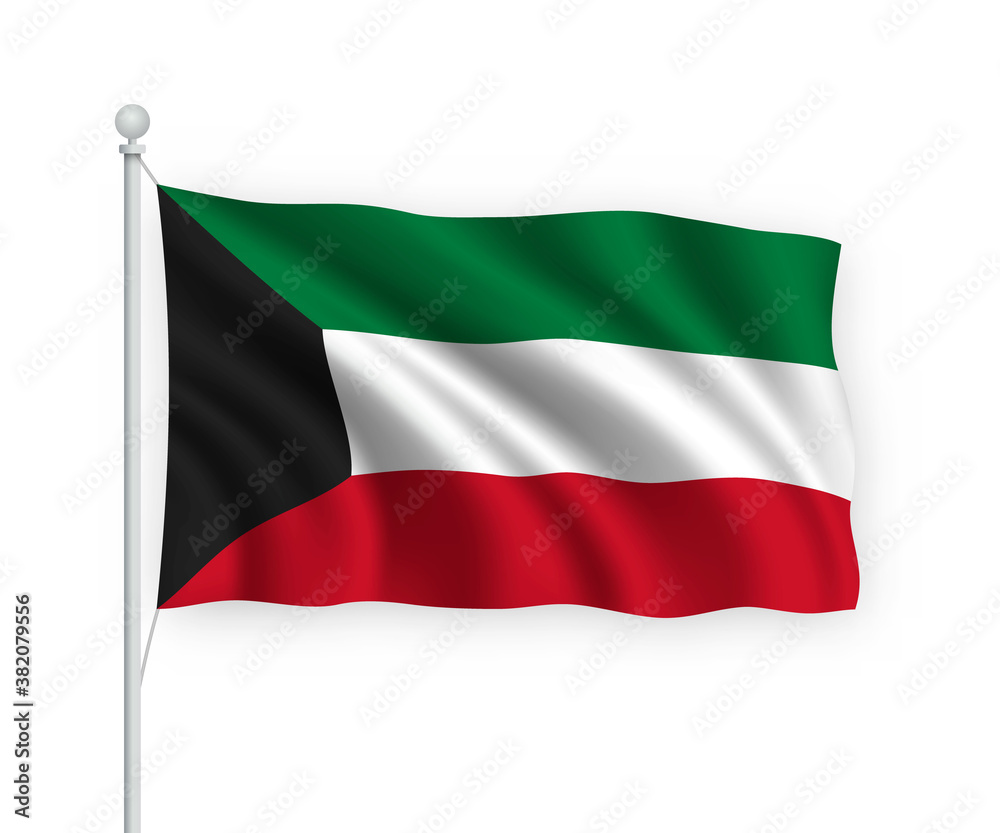 3d waving flag Kuwait Isolated on white background. 3d waving flag Kuwait Isolated on white background.