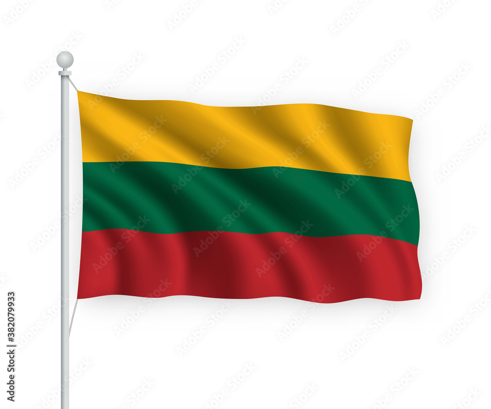 3d waving flag Lithuania Isolated on white background. 3d waving flag Lithuania Isolated on white background.