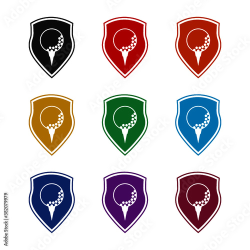 Golf club emblem icon  color set