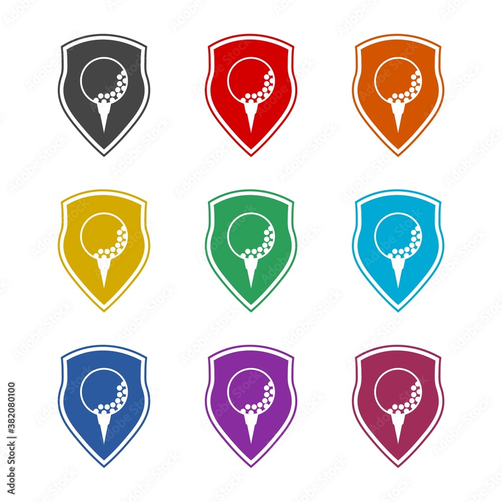 Golf club emblem icon, color set Golf club emblem icon, color set