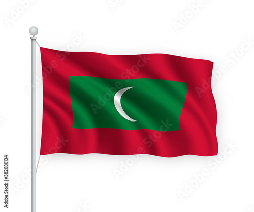 3d waving flag Maldives Isolated on white background.