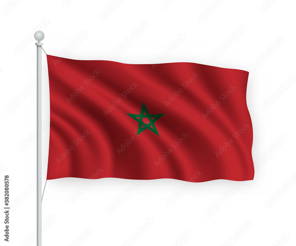 3d waving flag Morocco Isolated on white background. 3d waving flag Morocco Isolated on white background.