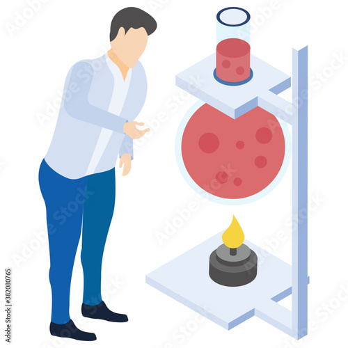 
Chemistry flask isometric icon design 
