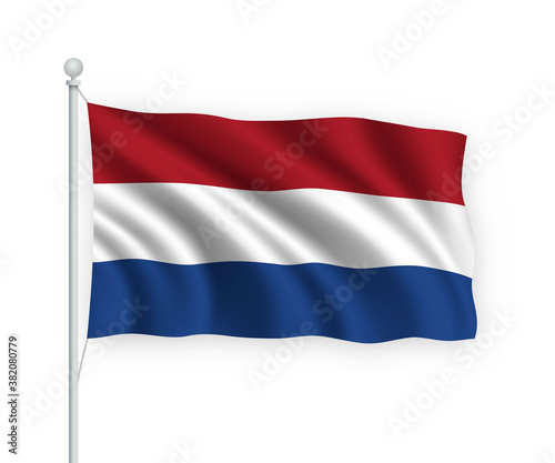 3d waving flag Netherlands Isolated on white background.