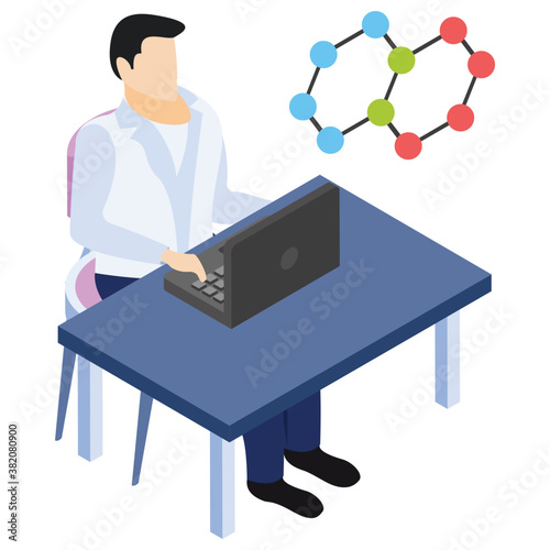 
DNA report isometric icon, lab experiment 
