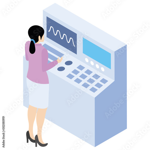 
Chemical reaction isometric icon design 

