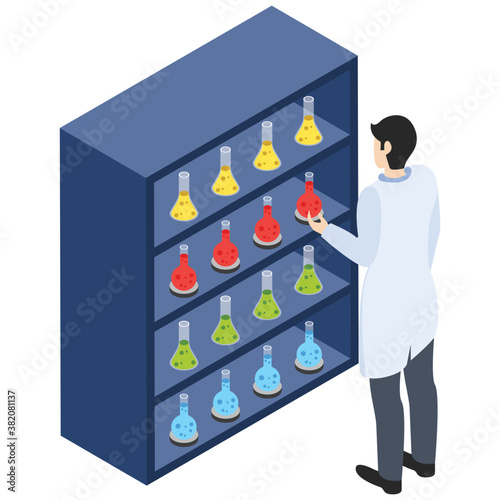 
Chemistry flask isometric icon design 
