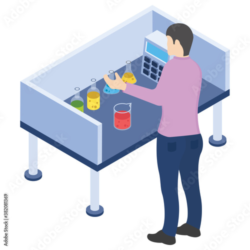 
Chemistry flask isometric icon design 
