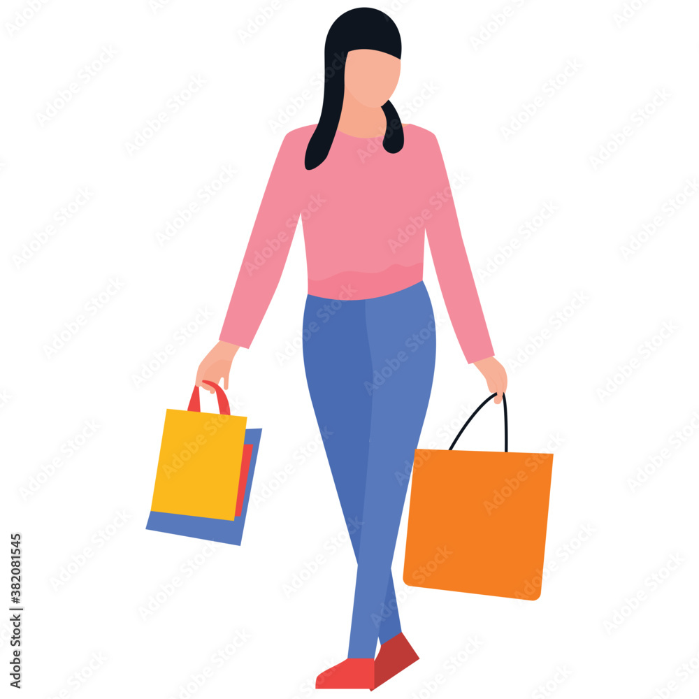 
Shopping girl flat icon design, leisure time 
