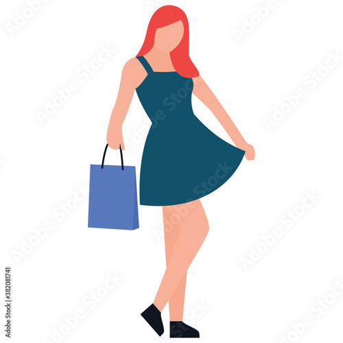 
Shopping girl flat icon design, leisure time 
