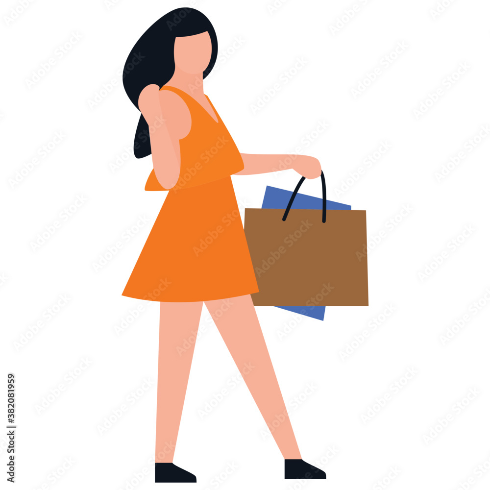 
Shopping girl flat icon design, leisure time 
