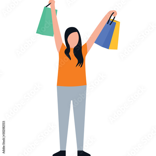 
Shopping girl flat icon design, leisure time 
