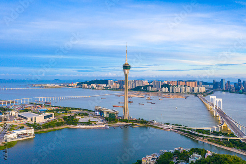 Aerial photographs of the coastal scenery of the Macao Special Administrative Region of China