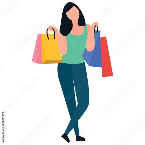  Shopping girl flat icon design, leisure time   © Vectors Market