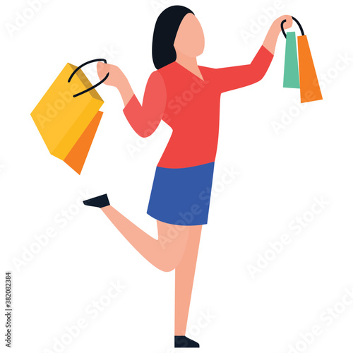
Shopping girl flat icon design, leisure time 
