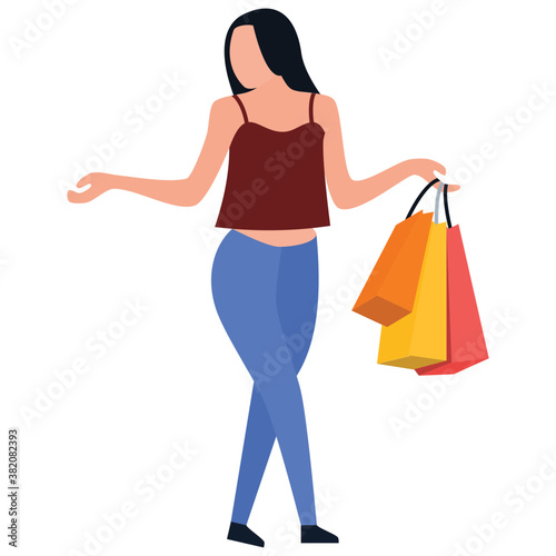 
Shopping girl flat icon design, leisure time 
