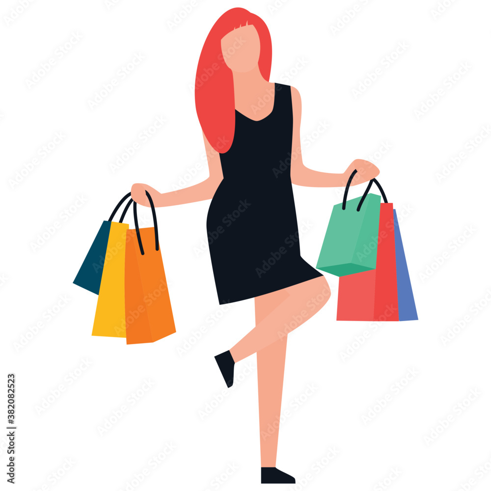 
Shopping girl flat icon design, leisure time 
