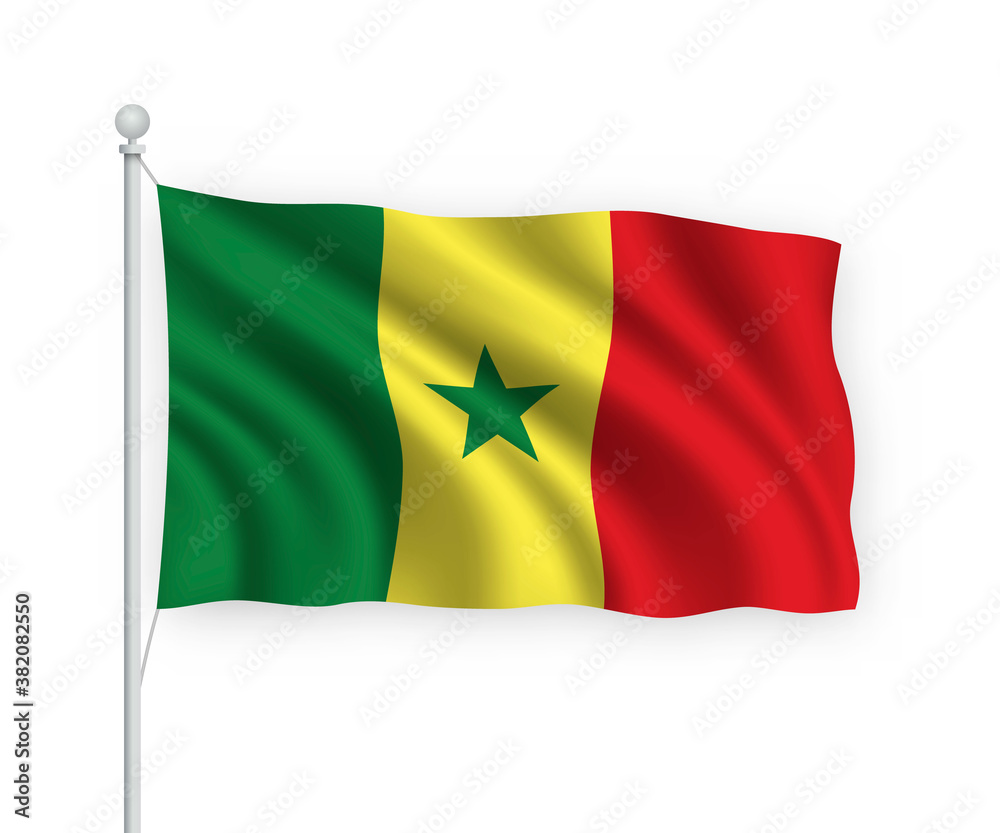 3d waving flag Senegal Isolated on white background. 3d waving flag Senegal Isolated on white background.