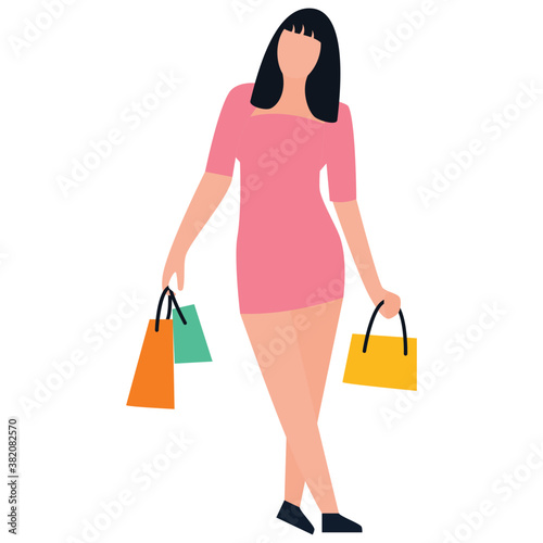 
Shopping girl flat icon design, leisure time 

