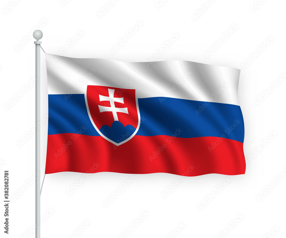 3d waving flag Slovakia Isolated on white background.