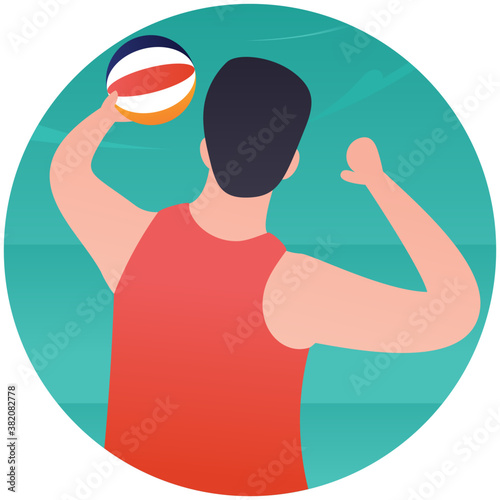 
Beach volleyball flat icon design, handball 
