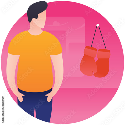 
Avatar with sports bag flat icon design 
