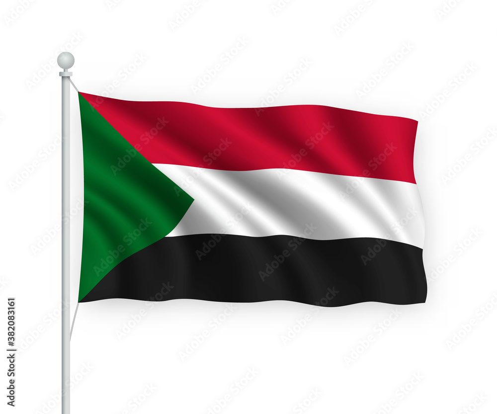 3d waving flag Sudan Isolated on white background. 3d waving flag Sudan Isolated on white background.