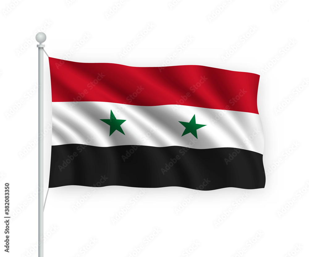3d waving flag Syria Isolated on white background. 3d waving flag Syria Isolated on white background.