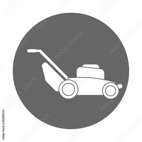 Illustration of lawn mower machine technology equipment tool, gardening grass cutter